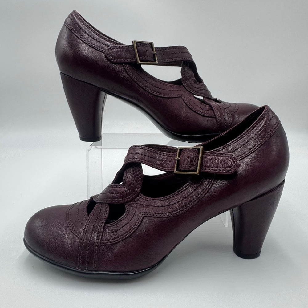 Indigo By Clarks Vintage Retro Leather Y2K Heels Plum Size 9m Rare - Picture 4 of 12